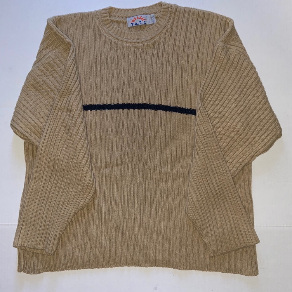 T.A.T.2 Vintage Single Line Tan Sweater Large